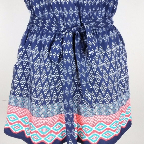 NWT Be Bop Blue Tribal Print Shorts Romper - Picture 2 of 2
